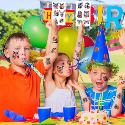 Vista 2 de Hotoyannia 160 piezas de 30 hojas de tatuajes temporales de animales de acuarela para niños – Individualmente lindos animales tatuajes temporales
