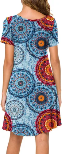 Vista 3 de POPYOUNG Vestido casual de verano 2025 para mujer, cuello redondo, salida de baño para playa