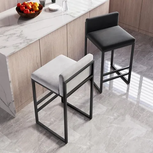 Vista 2 de GIZNXBA Taburetes de bar sin brazos de 25.6 pulgadas para encimera de cocina con respaldo, taburetes de bar tapizados modernos de terciopelo, /blanco