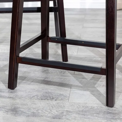 Vista 11 de DTY Indoor Living Durango - Taburete de cuero regenerado, taburete de mostrador de 24 pulgadas, acabado espresso, asiento de cuero negro