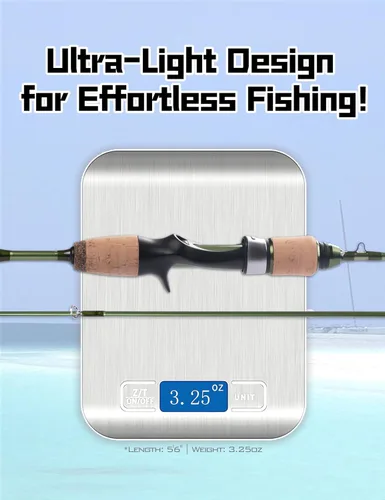 Vista 3 de LITTMA Wild Streams Ultralight Spinning&Casting Trout Rod, 2-Piece Fishing Rod for Crappie, Panfish & Micro Fishing, Green Carbon Fiber Blank with