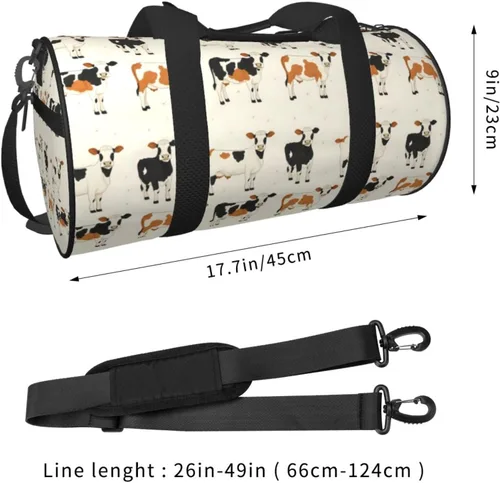 Vista 2 de Large Duffle Bag for Travel - Cute Cow Retro Print Gym Bag for Women Men, Travel Foldable Bags for Women Men with Zippered Multiple Pockets