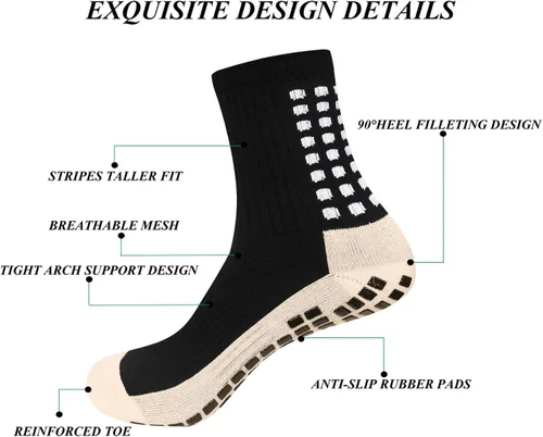 Vista 2 de fjberrtsat Calcetines de fútbol para hombre, antideslizantes, atléticos, antideslizantes, antideslizantes, para baloncesto, deportes, calcetines