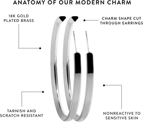 Vista 3 de Stella Valle Hoop Earrings Rhodium Plated Earrings Gift for Her Hypoallergenic & Non-Tarnish Hoop Earrings for Women Mother's Day Birthday Holiday