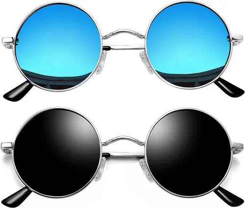 Vista 55 de Joopin Gafas de sol redondas pequeñas Hippie Circle Teashades Traje de protección UV Todo negro