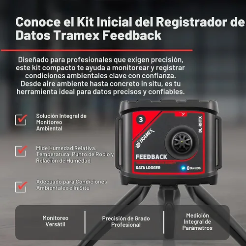 Vista 2 de Tramex Feedback Datalogger Starter Kit FBSK5.1 Feedback Datalogger DL-RHTX y Sonda RH con estuche Medida y registro de condiciones ambientales e