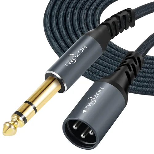 Vista 9 de Twozoh Cable corto XLR hembra a 1/4 TRS de 1 pie, trenzado conector estéreo de 0.250 in equilibrado a cable de micrófono XLR de 3 pines