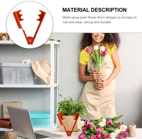 Vista 5 de Yardwe Rose Thorn Stripper Alicates Paquete de 2 cortadores de rebabas de metal con resorte para herramienta de eliminación de espinas de tallo