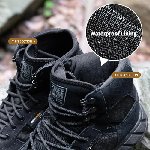 Vista 5 de FREE SOLDIER Waterproof Hiking Work Boots Men's Tactical Boots 6 Inches Lightweight Military Boots Breathable Desert Boots