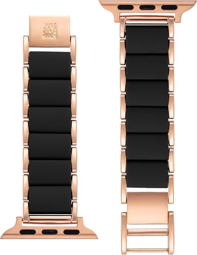 Vista 3 de Anne Klein Silicone Adjustable Bracelet for Apple Watch Negro/Oro rosa