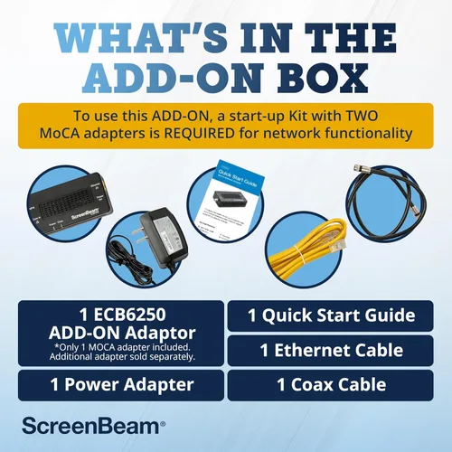 Vista 2 de ScreenBeam Adaptador de red MoCA 2.5 para Internet de mayor velocidad, Ethernet a través de coaxial, adaptador de complemento único para red MoCA