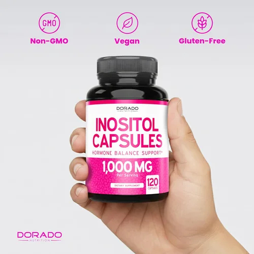 Vista 7 de Cápsulas de inositol (mio-inositol) (1000 mg por porción, 120 cápsulas), suplemento de mio-inositol para mujeres, apoyo al equilibrio hormonal