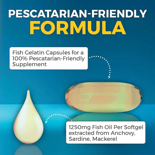 Vista 8 de Viva Naturals Aceite de Pescado Omega-3, Triple Fuerza, 2500 mg, 30 Cápsulas Blandas – Ácidos Grasos Omega 3 Re-Esterificados Incluyendo EPA, DHA