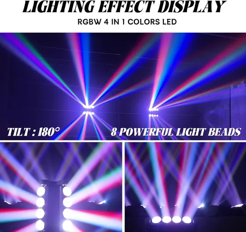Vista 2 de 8x15W Spider Moving Head Light LED RGBW 4in1 Luz de escenario portátil, haz de fiesta estroboscópico DJ Iluminación DMX 512 y activado por sonido