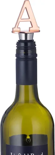 Vista 3 de Tapones de vino, tapones reutilizables para botellas de vino, chapado en oro rosa, tapón de vino con letra, regalo perfecto para vino, amplio uso