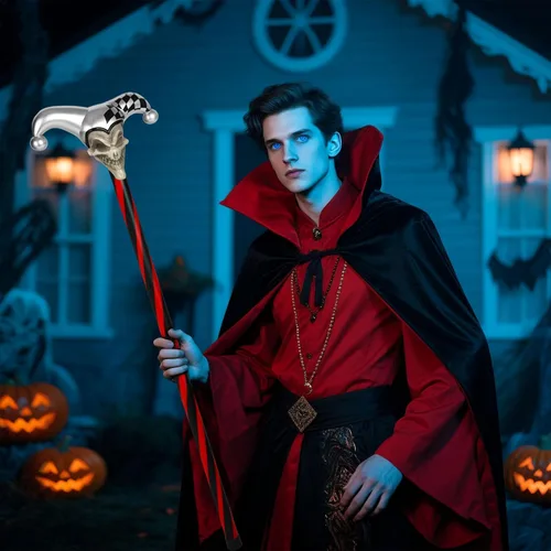 Vista 7 de Bastón de calavera de bufón, accesorios para disfraz de bufón siniestro, bastón de bromista de plástico, fiesta de cosplay para personal de Plateado