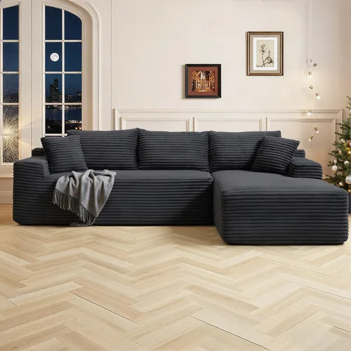 Vista 32 de Cloud Sofá modular moderno de 108 pulgadas con asiento profundo, sofás de pana sin hueso con diván en forma de L para sala de estar, no requiere