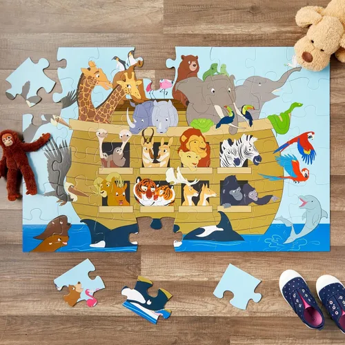 Vista 2 de BLUE PANDA Rompecabezas educativo de piso de aprendizaje - 48 piezas, 2 x 3 pies, multicolor, Arca de Noé - Aprendizaje preescolar y desarrollo