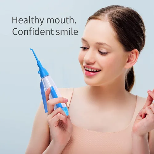Vista 3 de Irrigador dental de agua, no eléctrico, portátil, asequible, irrigador oral inalámbrico, presión de aire manual, operación simple, para el hogar
