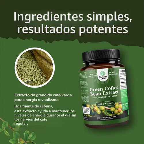 Vista 3 de Extracto de grano de café verde puro, apoyo energético y de enfoque mental
