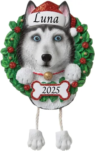 Vista 7 de Adornos personalizados para árbol de Navidad 2024 para mascotas – Razas de perros Beagle – Adorno personalizado de Feliz Navidad – Recuerdo