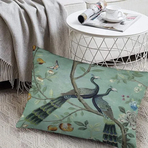 Vista 5 de Synthwave A Teal of Two Birds Chinoiserie - Fundas de almohada decorativas de 12 x 20 pulgadas, almohada decorativa para decoración del hogar