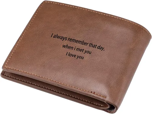 Vista 8 de Lovejewelry Carteras personalizadas con fotos para hombres, cartera de piel grabada para padre, novio, estilo 4, Personalizable