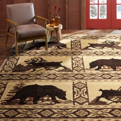 Vista 11 de Home Dynamix Buffalo Bear - Alfombra rectangular de 1 pies 10 pulgadas x 6 pies 10 pulgadas, marrón/rojo
