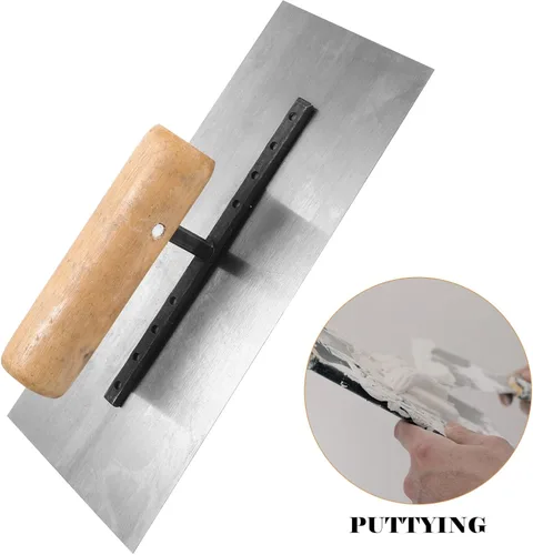 Vista 9 de Housoutil Paleta de mano resistente Paleta de hormigón Mango de madera Herramientas de albañilería para yeso