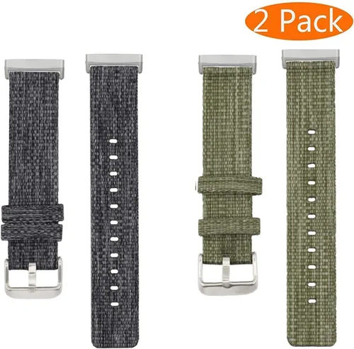 Vista 2 de Bandas compatibles con Fitbit Sense 2/Versa 4/Versa 3/Sense, correa de tela tejida transpirable, pulseras de repuesto ajustables para mujeres