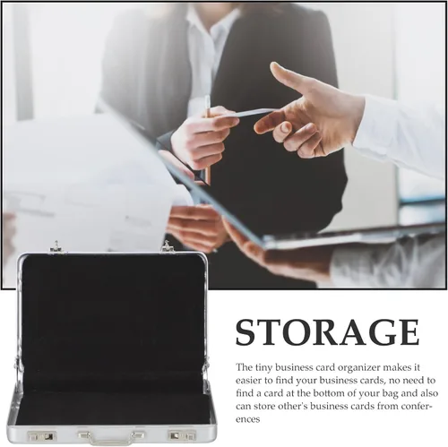 Vista 7 de Garneck Estuche para tarjetas de visita: mini maletín portátil de aluminio para tarjetas de crédito, caja de almacenamiento para hombres y mujeres