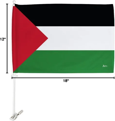 Vista 5 de Bandera de Palestina para ventana de coche, paquete de 2 unidades, bandera de Palestina para Carros, regalos pequeños, soporte para decoración