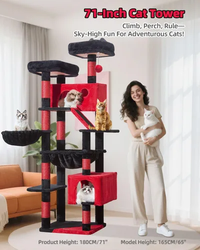 Vista 51 de Taoqimiao Árbol para gatos de 57.5 pulgadas, torre para gatos de interior para adultos, condominio extragrande para gatos, 8 postes rascadores