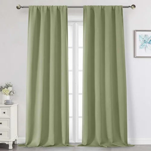 Vista 61 de Cortinas opacas para dormitorio, sala de estar, juego de 2 paneles de 54 pulgadas de largo, cortinas de oscurecimiento de habitación con aislamiento