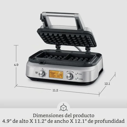 Vista 3 de Breville the Smart Waffle™ Pro 2 Slice Waffle Maker, BWM620XL, Acero inoxidable cepillado