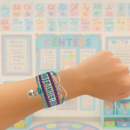 Vista 3 de Brazalete para maestro, joyería para profesores, regalos para docentes. Muéstrale tu agradecimiento a tu profesor.