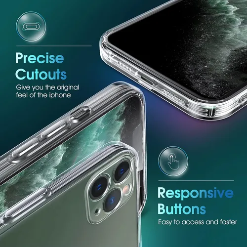 Vista 712 de Supdeal Funda cristalina transparente para iPhone 11, [No se amarillea] [Protección de la cámara] [Probado contra caídas de grado militar] Funda