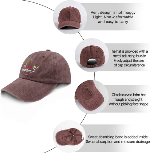 Vista 6 de Jimmy Accessories - Gorra de béisbol con texto en inglés "It is 5 Oclock Somewhere", gorra gráfica para hombre