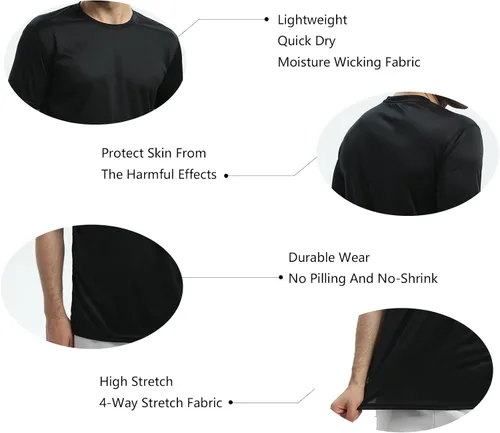 Vista 4 de Camisetas para hombre, paquete de 5 camisetas de manga corta4 unidades de manga larga, camisetas de entrenamiento para gimnasio, atletismo, correr