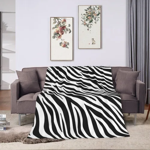 Vista 7 de Manta de microfibra ultrasuave con estampado de cebra, manta de microfibra de lujo para todas las estaciones, manta cálida para ropa de cama, sofá