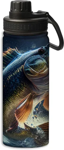 Vista 9 de Conjunto de botella de agua de acero inoxidable de 18 onzas con patrón de símbolos científicos, botella de agua deportiva aislada al vacío, doble