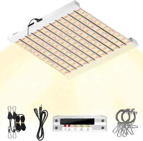 Vista 7 de SZHLUX - Luz LED de cultivo de 500W, 4x4/5x5 pies, con temporizador y control de temperatura, lámpara de cultivo de espectro completo con 1056