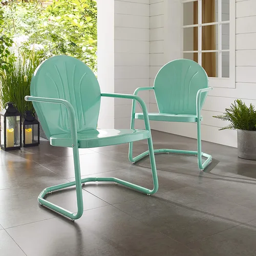 Vista 7 de Crosley Furniture CO1001A-AQ Griffith - Silla retro de exterior, de metal