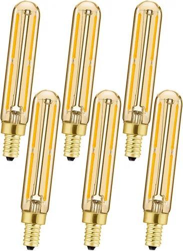 Vista 14 de Leools Bombilla LED regulable de 4 W, igual a 2500 K, ámbar blanco cálido T6 E12, bombilla de 40 vatios para candelabros, ventilador de techo