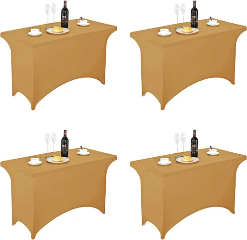 Vista 10 de FORLIFE - Funda de mesa de elastano, mantel ajustado de 4 pies para mesas rectangulares, funda elástica para patio, universal para bodas, banquetes