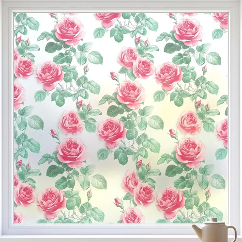 Vista 14 de Película estática para ventana, prisma 3D, vidrio emplomado de bambú, tintado para puerta corrediza de día y noche, calcomanía de privacidad Bambú 2