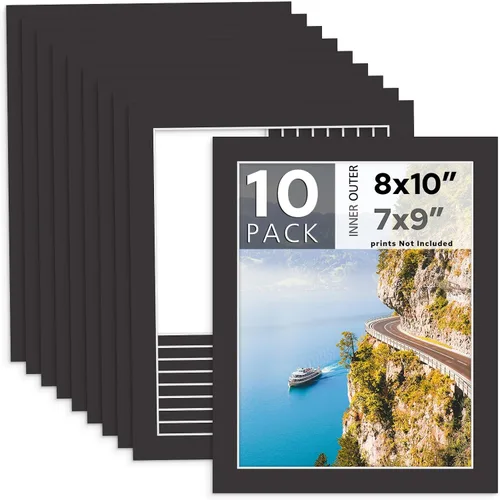 Vista 36 de MBC MAT BOARD CENTER, Paquete de 10 marcos de cartón para fotos negros de 4x6 pulgadas para 3x5 pulgadas, corte biselado, sin ácido, grosor de 4