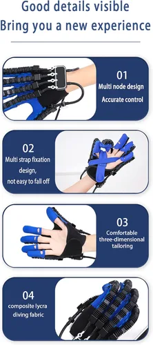 Vista 7 de Guantes de robot de rehabilitación mejorados, guante robótico con función de memoria para dispositivo de terapia de recuperación de accidentes