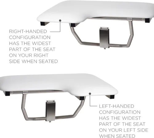 Vista 14 de Seachrome Asiento de ducha Lift-Assist, en forma de L, zurdo, ADA, montaje en pared, acolchado blanco naugahyde