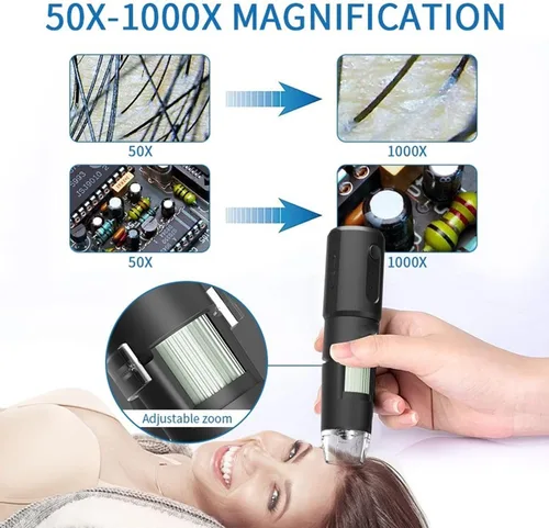 Vista 4 de Microscopio portátil, USB 50X a 1000X Microscopio electrónico Microscopio Digital, Lupa de microscopio giratorio de 360 grados, Microscopio